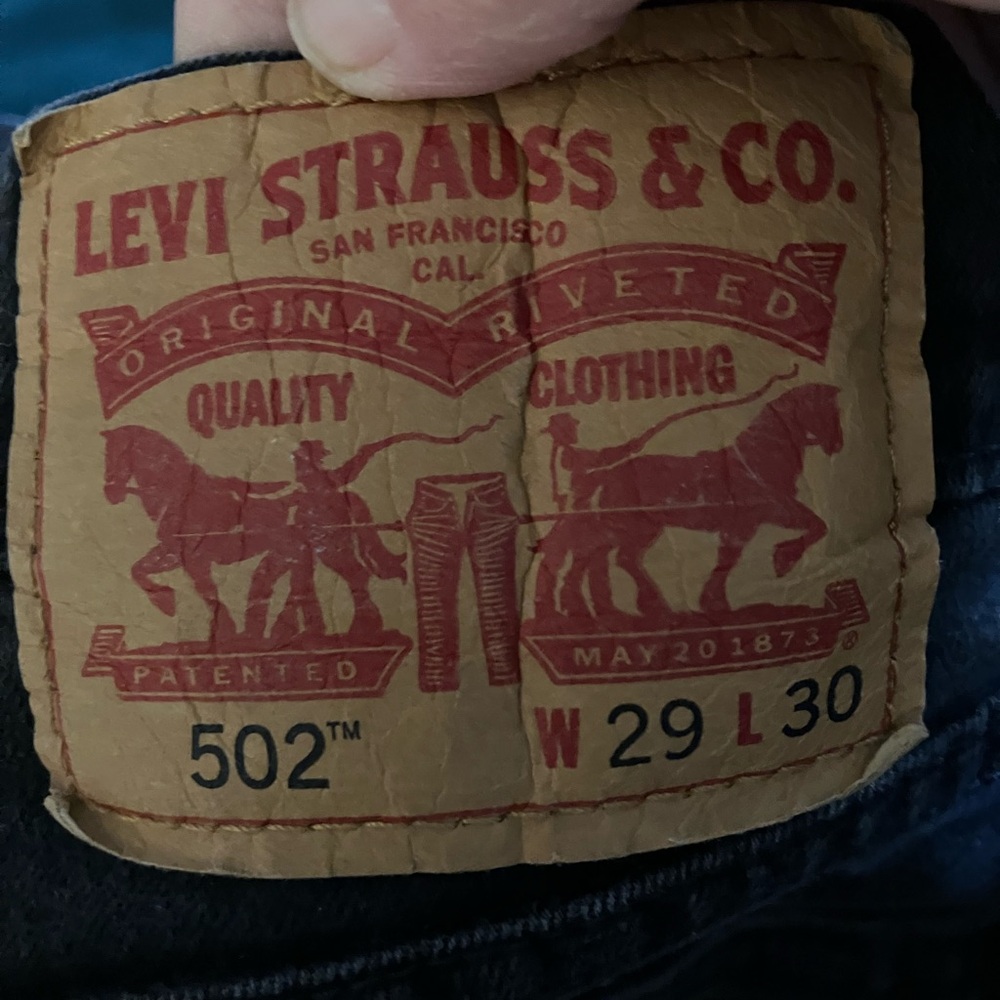 2/$40 Levi's 502 High Rise Straight Leg Black Denim Jeans w/Stretch W29 L30” - Picture 6 of 8